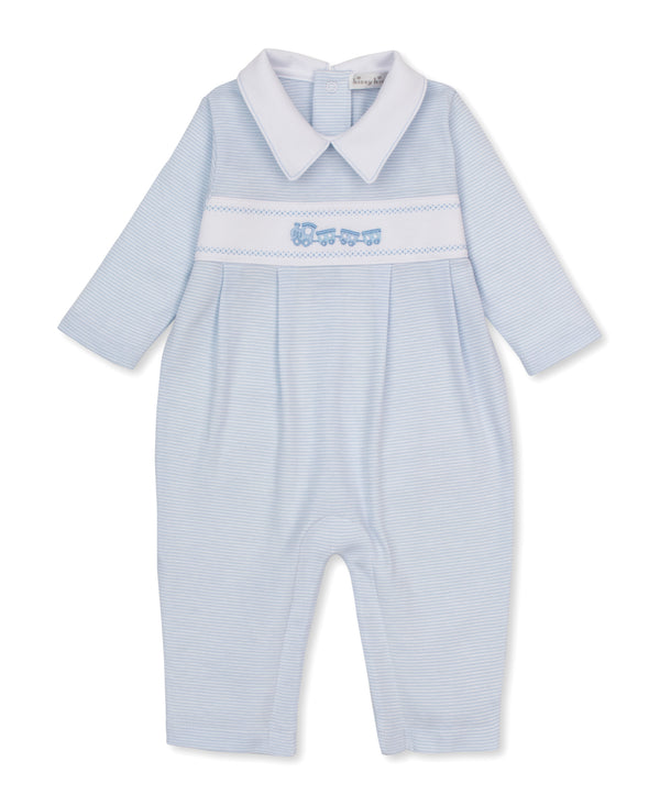 Light Blue Classic Train LS Playsuit