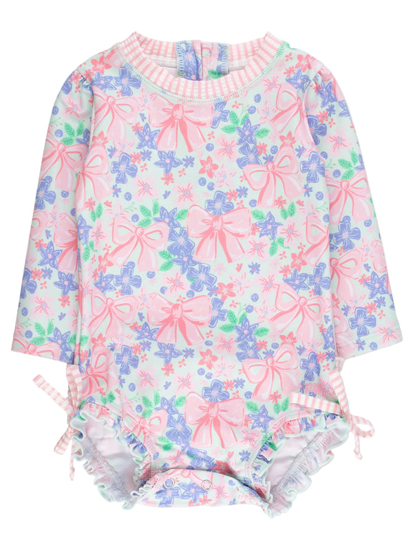 One Piece Rash Guard Swimsuit- Bow Blooms