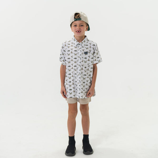 Youth Performance Button Up- Flying Mallard Ducks