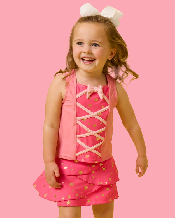 Active Princess Tiered Skort Set- Royal Pink Princess