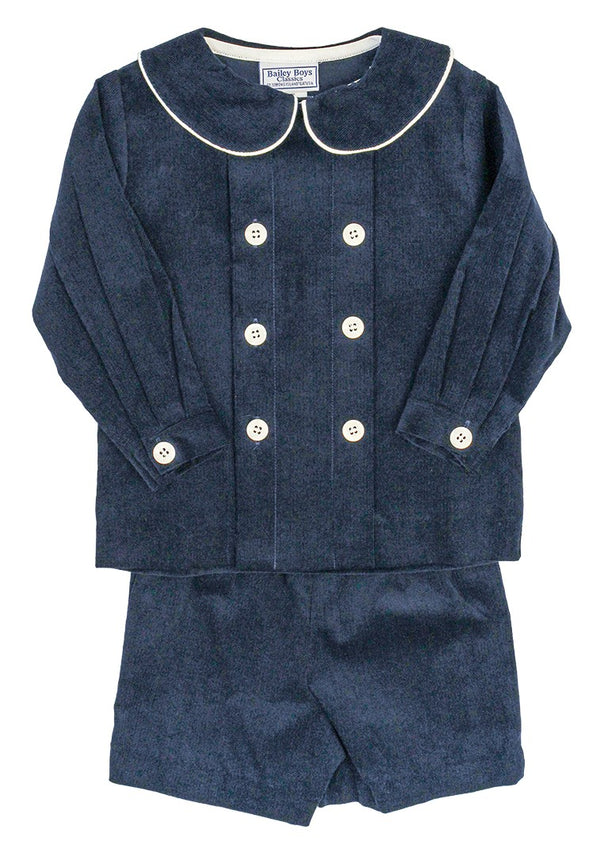 Navy Corduroy- Dressy Short Set