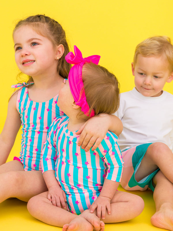 Tie Shoulder One Piece- Neon Star Party
