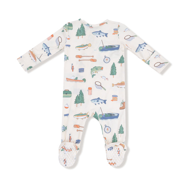 Fishing Things 2 Way Zipper Footie- Frosty Spruce