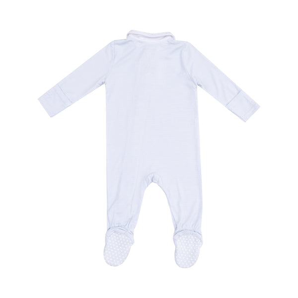 Stripe Blue Polo 2 Way Zipper Footie