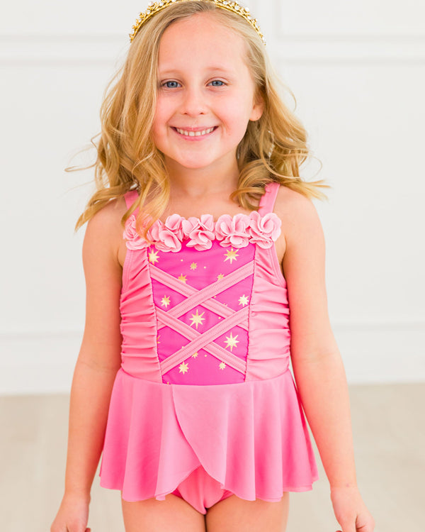 Dress-Up One Piece Swimsuit- Royal Pink Princess
