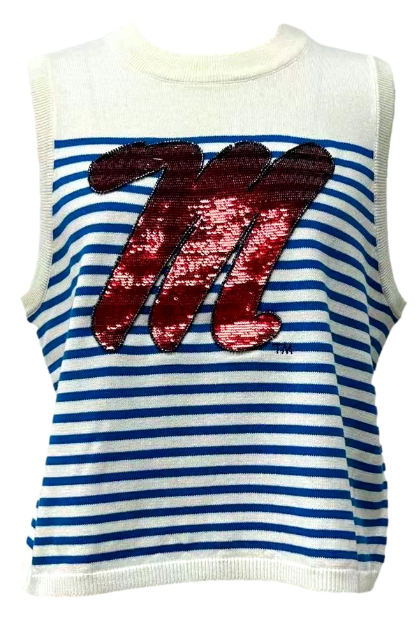 Licensed Ole Miss Mascot Striped Knit Tank