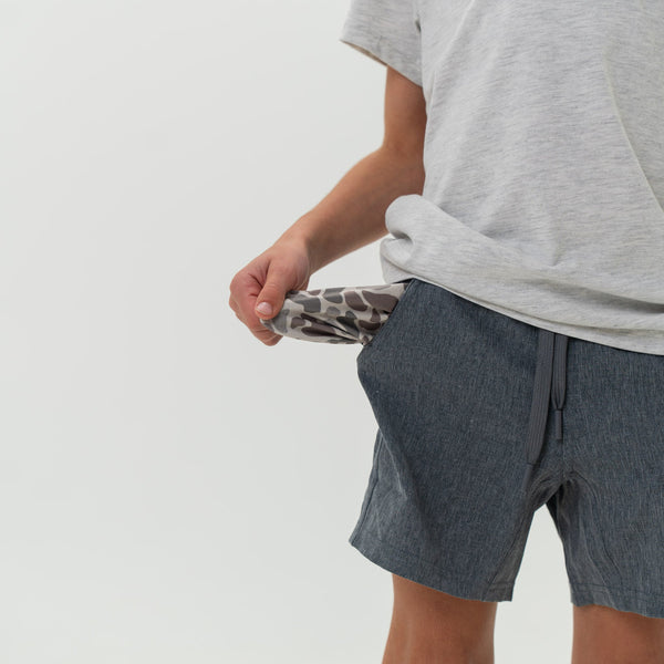 Youth Athletic Short- Grizzly Grey- Classic Deer Camo Liner