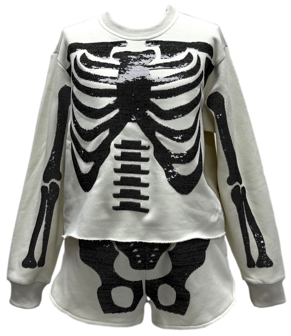 Ivory & Black Skeleton Sweatshirt- (Women's)