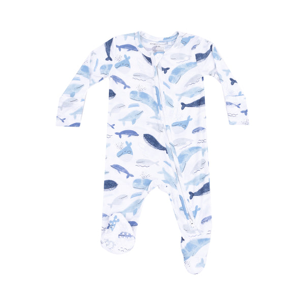 Blue Whales 2 Way Zipper Footie