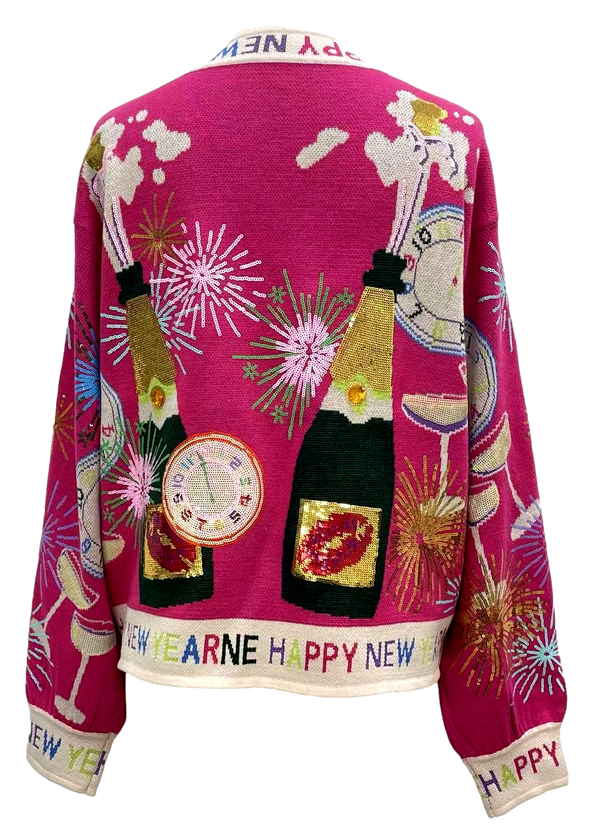 Nye Icon Cardigan W/ 'Happy New Year Trim'- (Women's)
