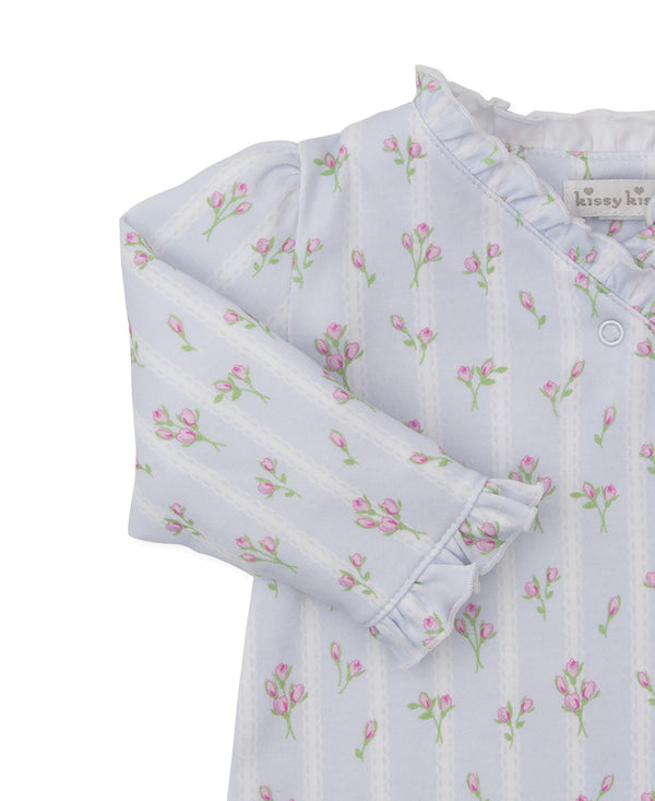 Ribbon Stripe Bouquets Playsuit- Light Blue