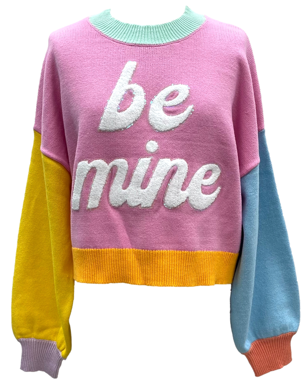 Pastel Colorblock Be Mine Sweater- Multi