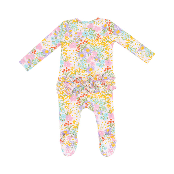 Amelia Floral 2 Way Zipper Ruffle Footie