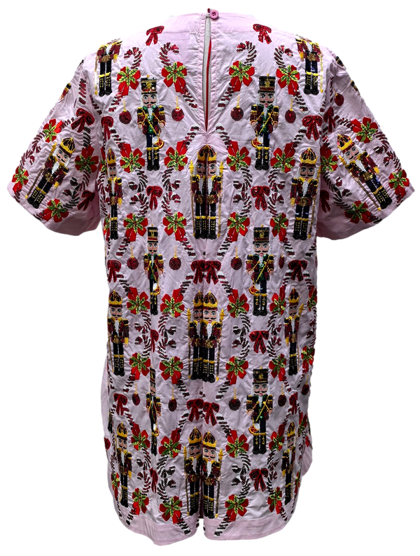 Light Pink Cotton Nutcracker & Candy Cane Dress- (Women's)