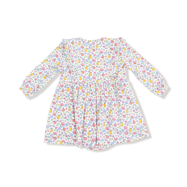 Fall Fruit Floral Ruffle L/S Bodysuit Dress