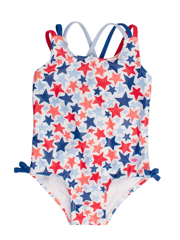Cross-Back One Piece Swimsuit- Shimmer Star
