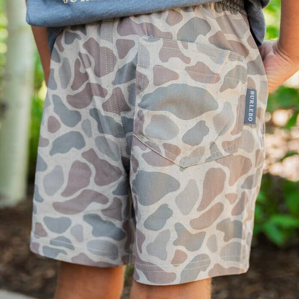 Youth Athletic Short- Classic Deer Camo- Grey Liner