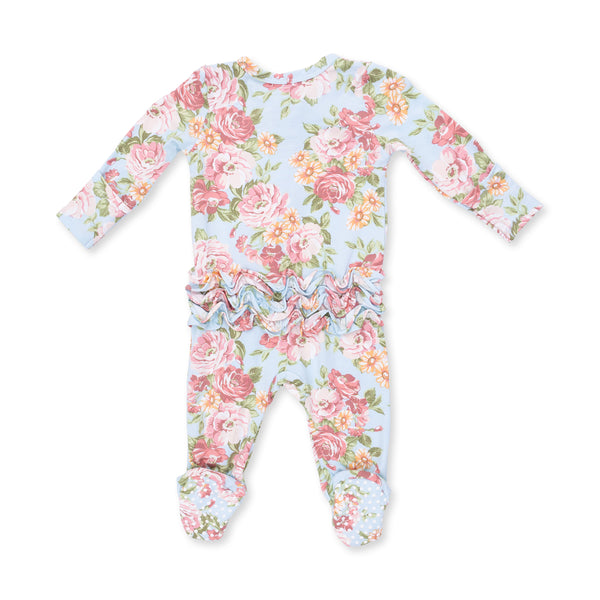 Angeline Floral 2 Way Ruffle Zipper Footie