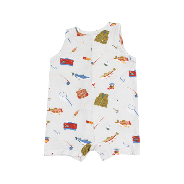 Fishing Things Sleeveless Romper- Green