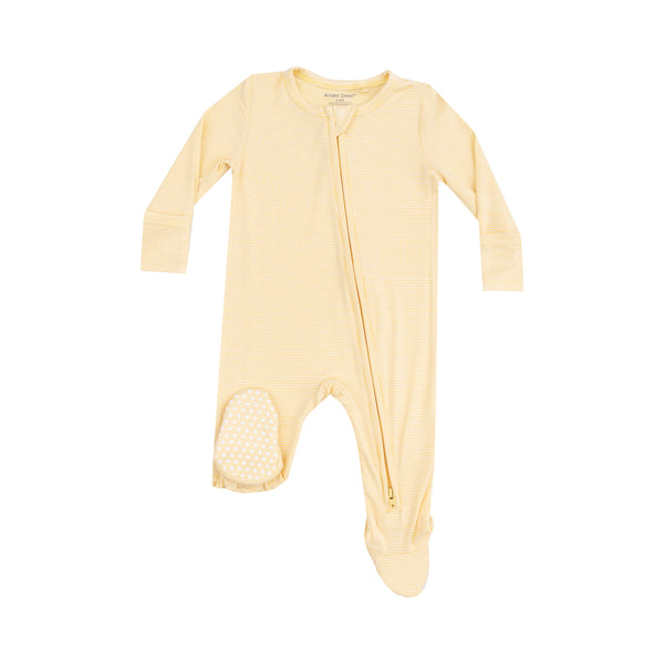 Stripe Yellow 2 Way Zipper Footie