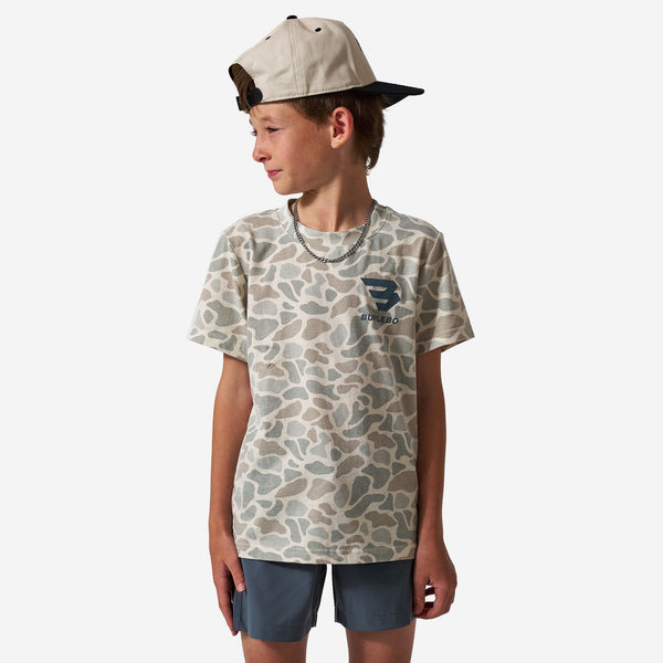 Youth Vintage Washed Tee- God's Glory- Classic Deer Camo