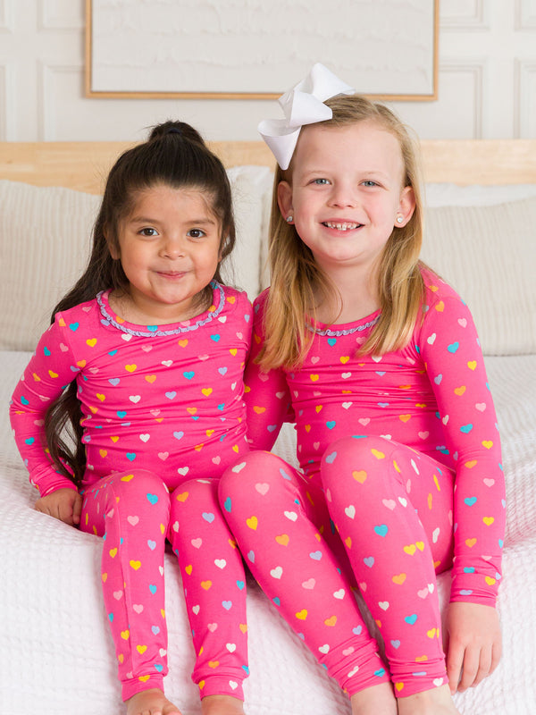 Ruffle Pajama Set- Colorful Hearts