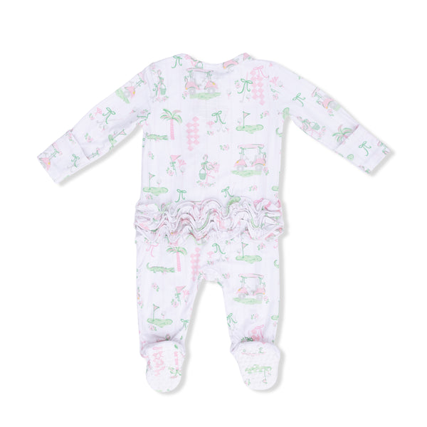 Pretty Golf 2 Way Ruffle Back Zipper Footie