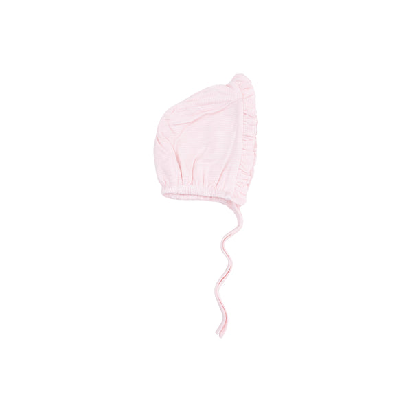 Stripe Classic Pink Ruffle Bonnet- Pink