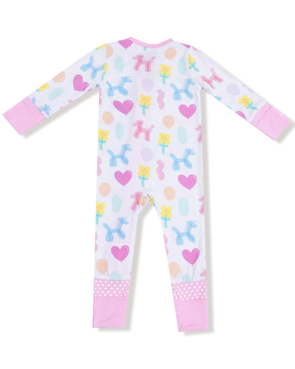 Balloon Animals Pink 2 Way Zipper Romper