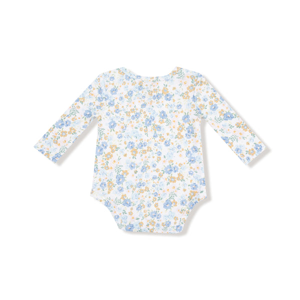 Sweet Rose Calico Bodysuit- White/Soft Chambray