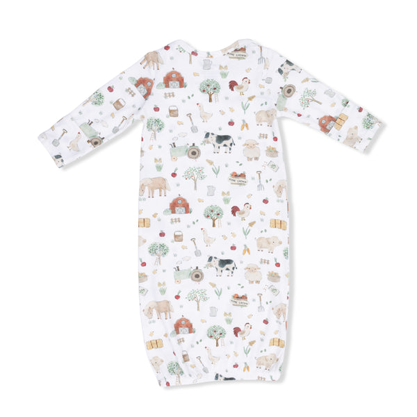 Cute Farm Animals Kimono Gown W/ Ruffle Knotted Hat