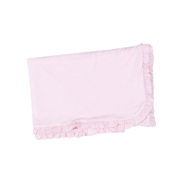 Stripe Pink Ruffle Receiving Blanket