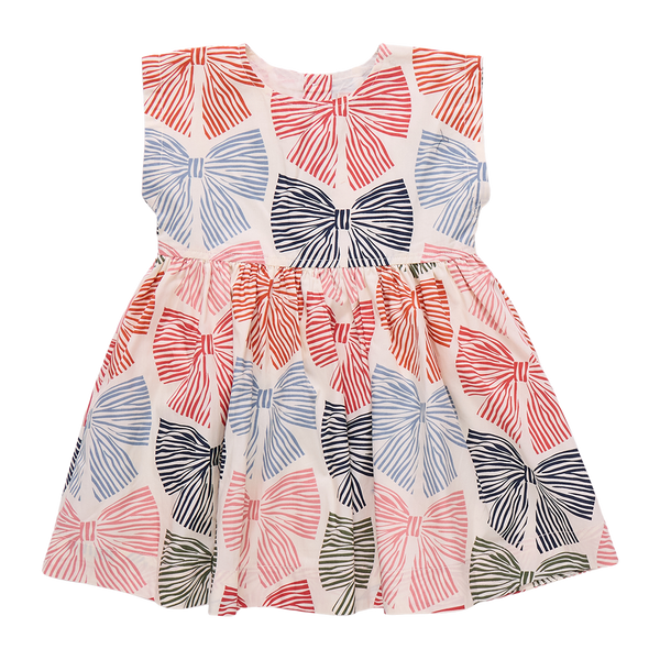 Adaline Dress- Multi Striped Bows
