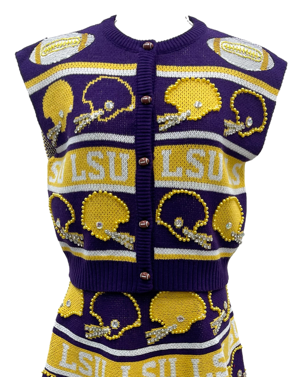 Licensed LSU Vintage Football Helmet Stripe Vest (Women's)