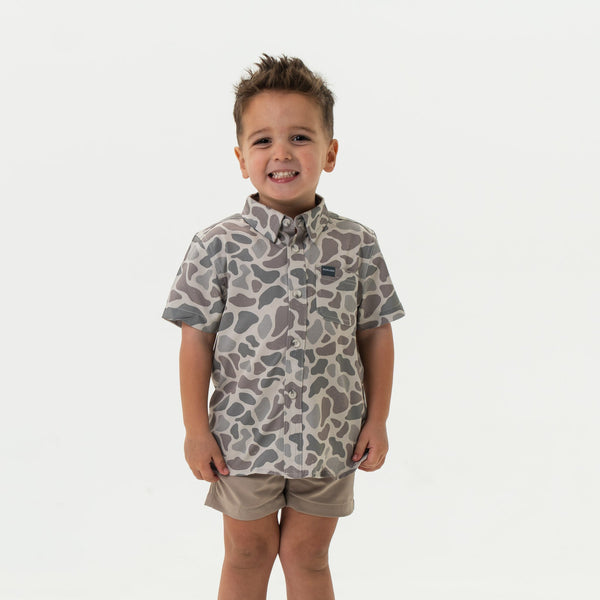 Youth Performance Button Up- Classic Deer Camo