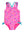 Cross-Back One Piece Swimsuit- Neon Pink Colorful Hearts