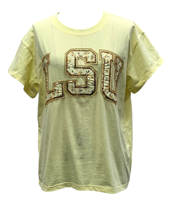 Licensed LSU Floral Initial Tee