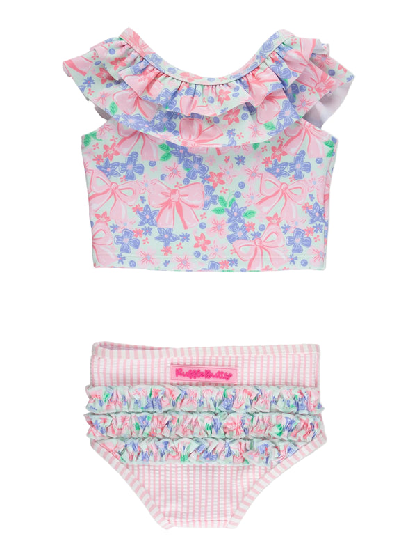 Ruffle Tankini 2-Piece Swimsuit- Bow Blooms
