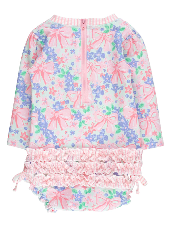 One Piece Rash Guard Swimsuit- Bow Blooms