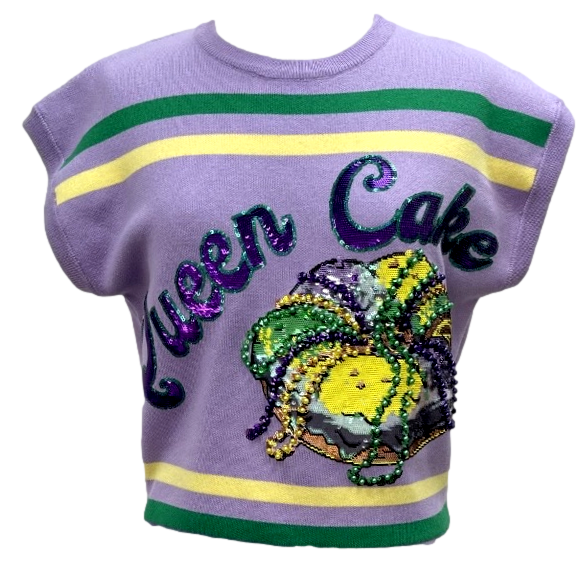 Lavender, Green & Yellow 'Queen Cake' Striped Top