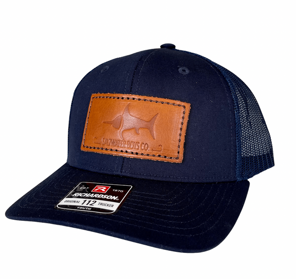 Leather Logo Hat Navy