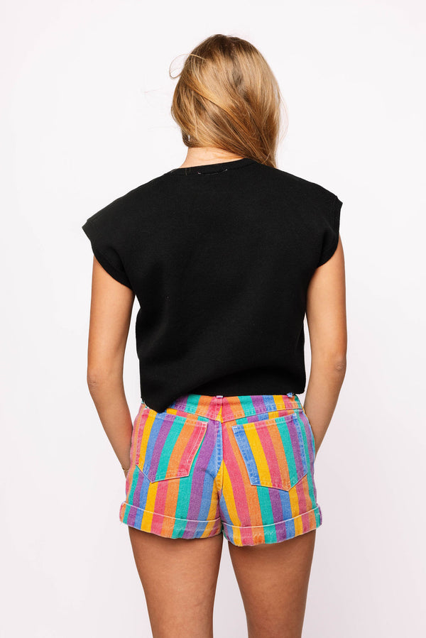 Black Knit Sweater W/ Rainbow Tiger Head (Women's)