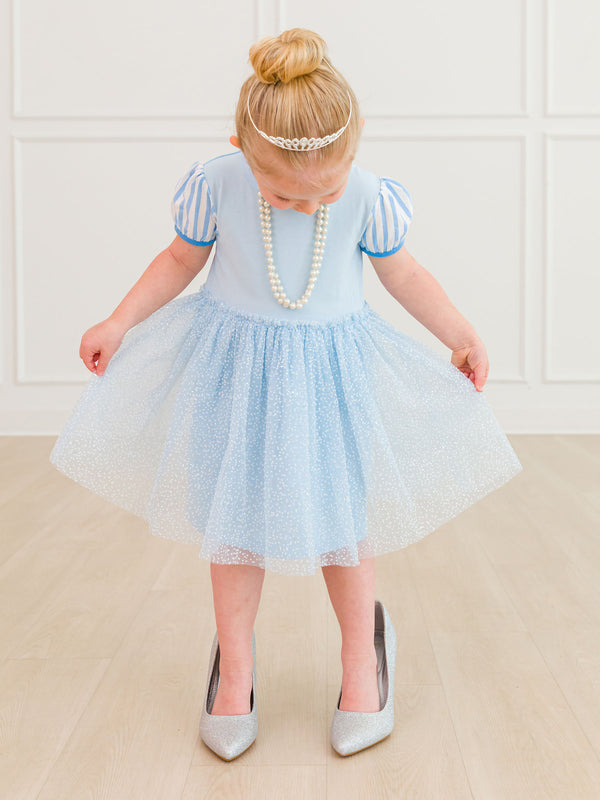 Princess Bow Twirl Dress- Crystal Blue Princess