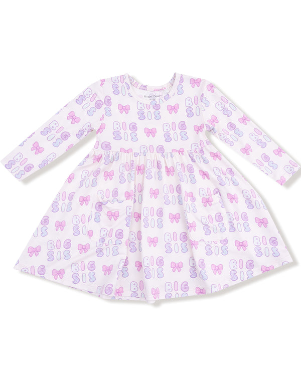 Big Sis Twirly L/S Dress- Light Pink