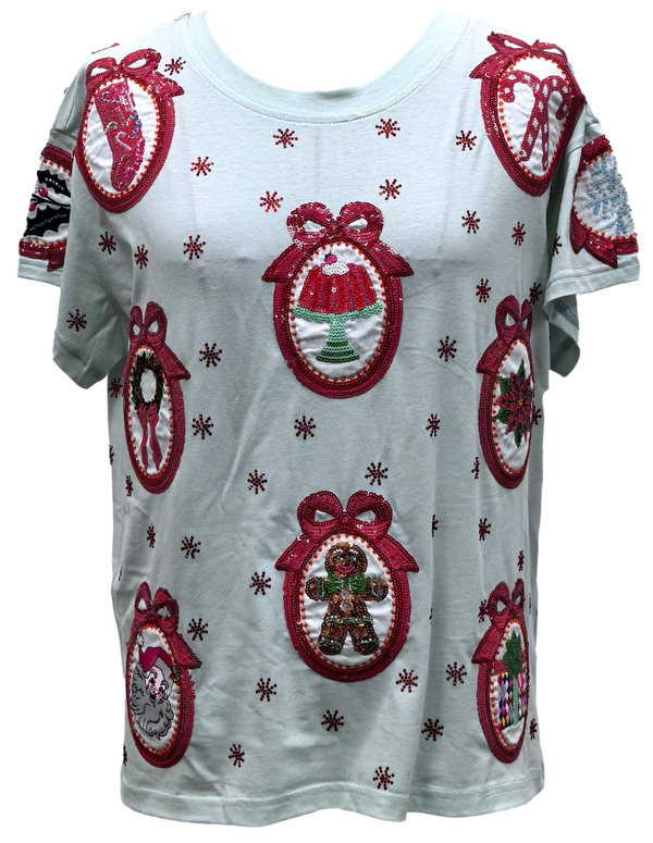 Light Blue Christmas Wallpaper Tee- (Women's)