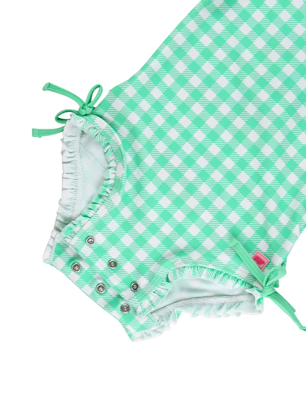 One Piece Rash Guard Swimsuit- Spring Bud Gingham