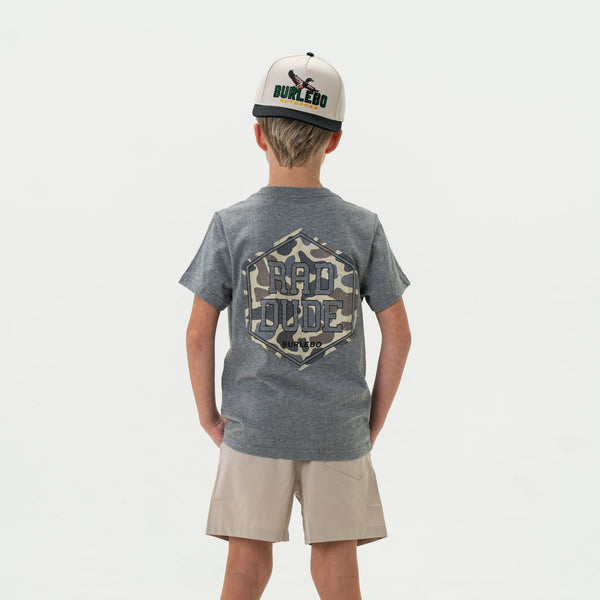 Youth Tee- Rad Dude/Deer Camo - Dark Heather Grey