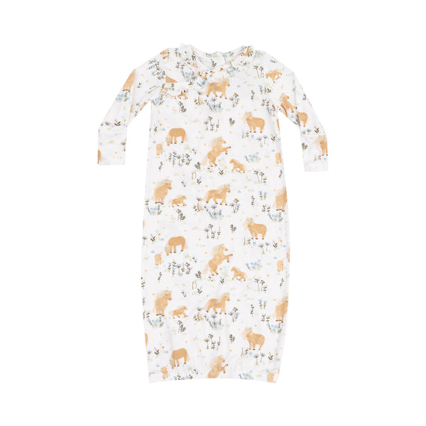 Pretty Ponies Kimono Gown- Beige
