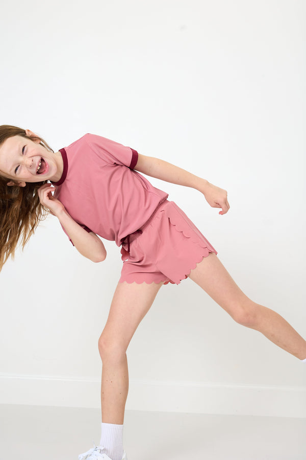 Dusty Pink Scalloped Court Short