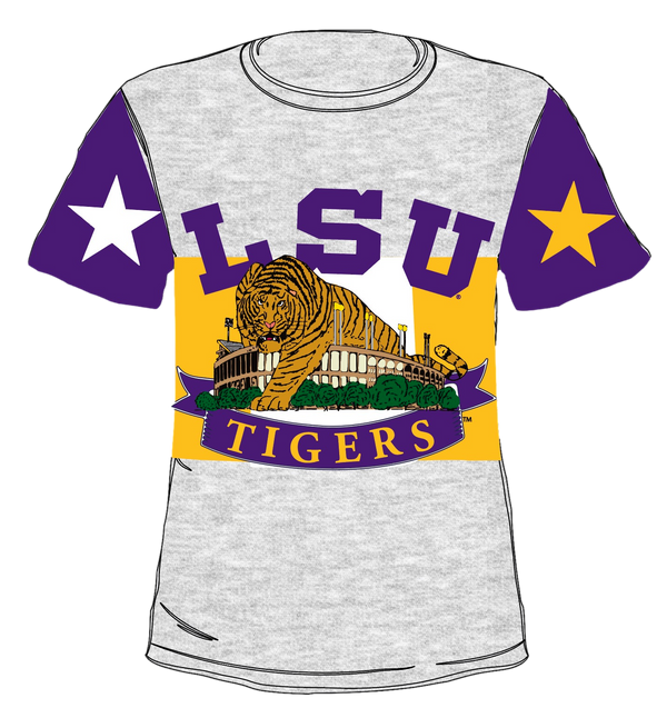 Licensed LSU Vintage Stadium Star Tee- (Women's)